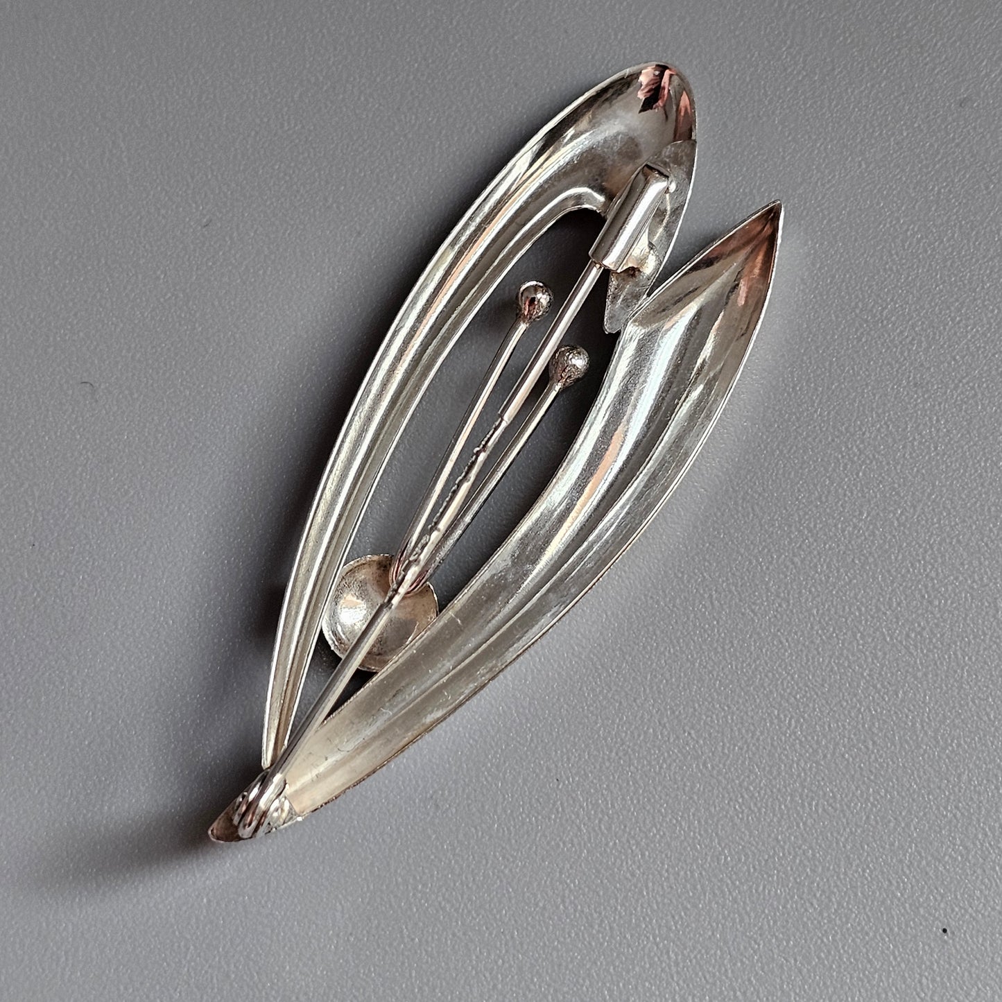 Vintage 1960s Finnish Modernist Silver Flower Brooch by Kultaseppä Salovaara 1965