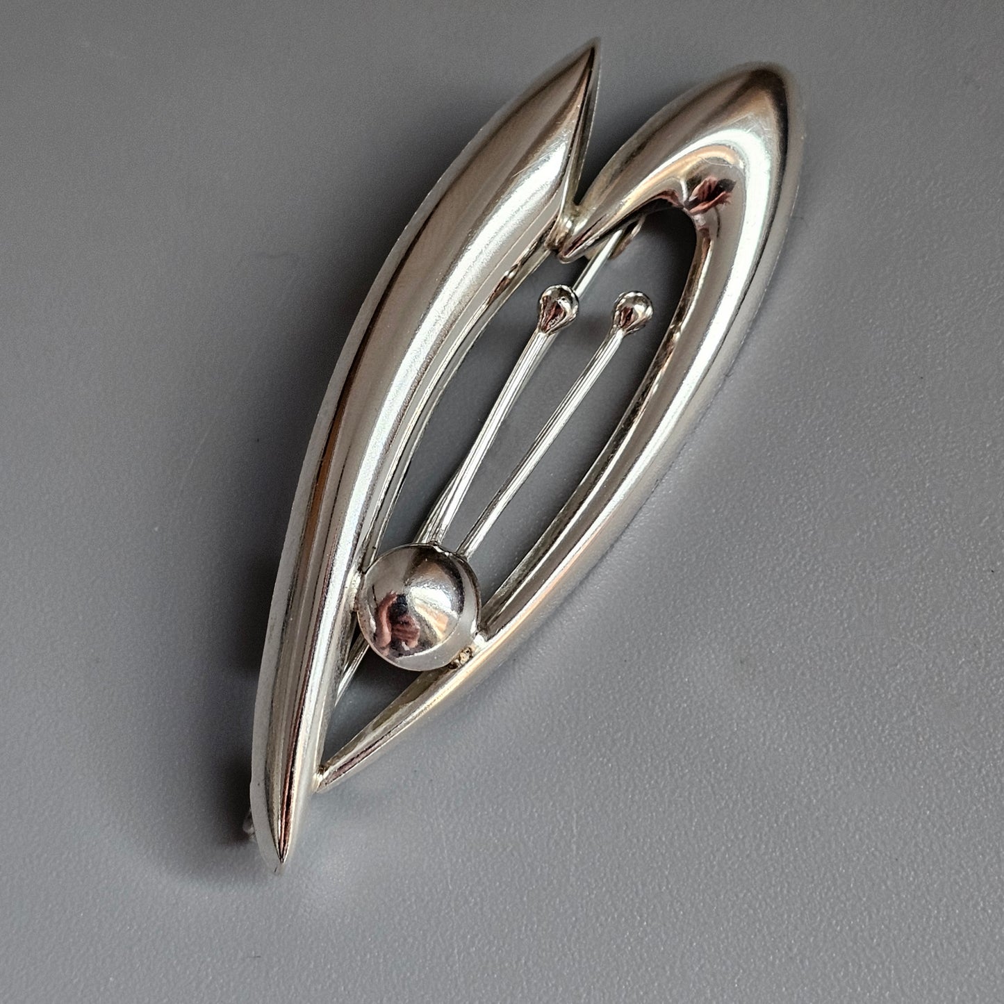 Vintage 1960s Finnish Modernist Silver Flower Brooch by Kultaseppä Salovaara 1965
