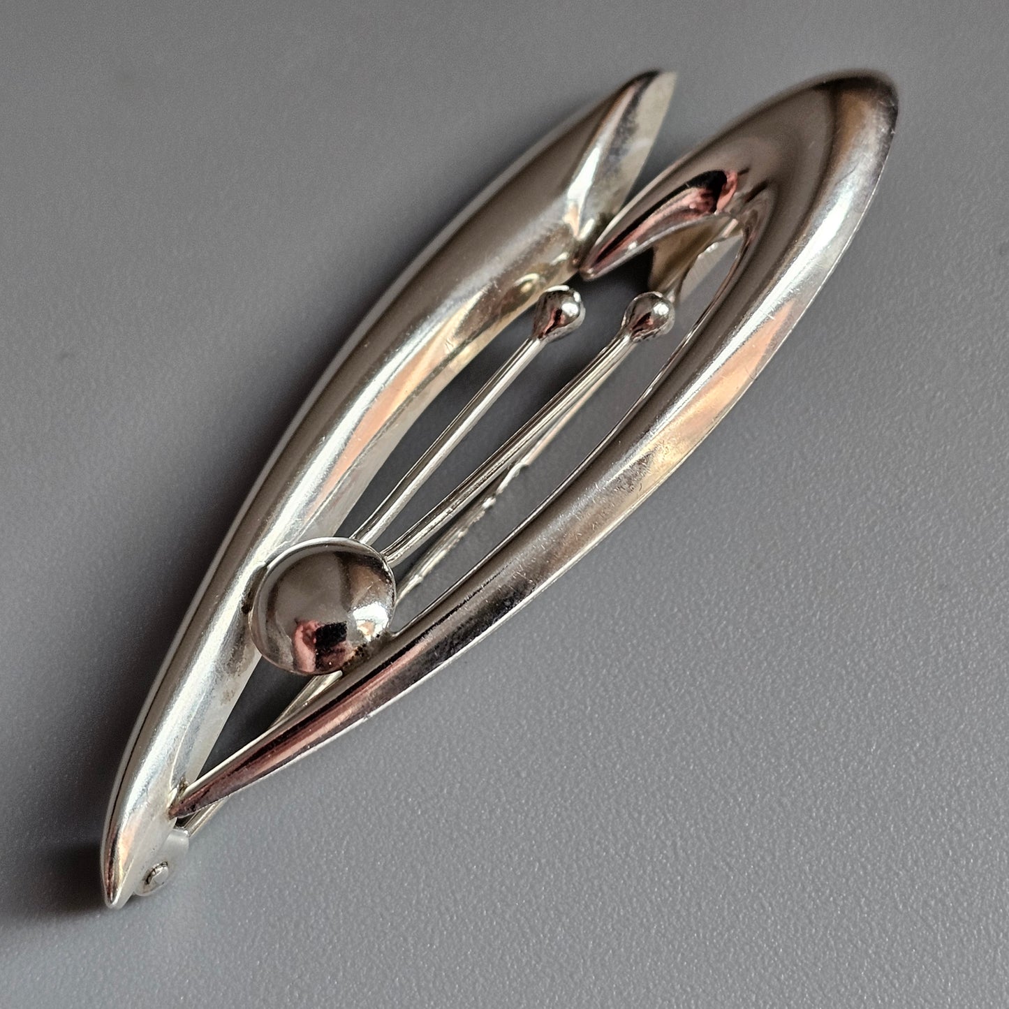 Vintage 1960s Finnish Modernist Silver Flower Brooch by Kultaseppä Salovaara 1965
