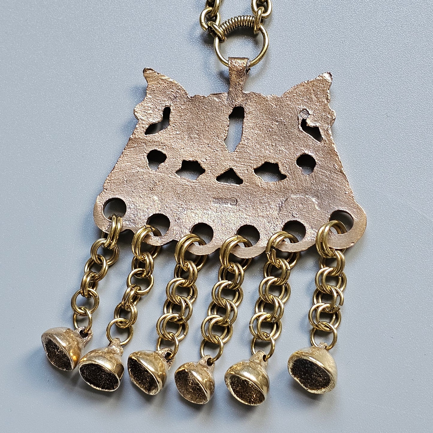 Vintage Kalevala Koru Bronze Necklace — Viking Era Bears Riding Horses, Kokemäki "Two Riders" Pendant, Finnish Mythic Design