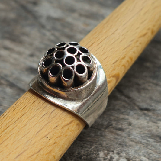 Vintage Mid-Century Modernist 1960s Finnish Silver Ring by Väinö Hamara Hallmarked 1965