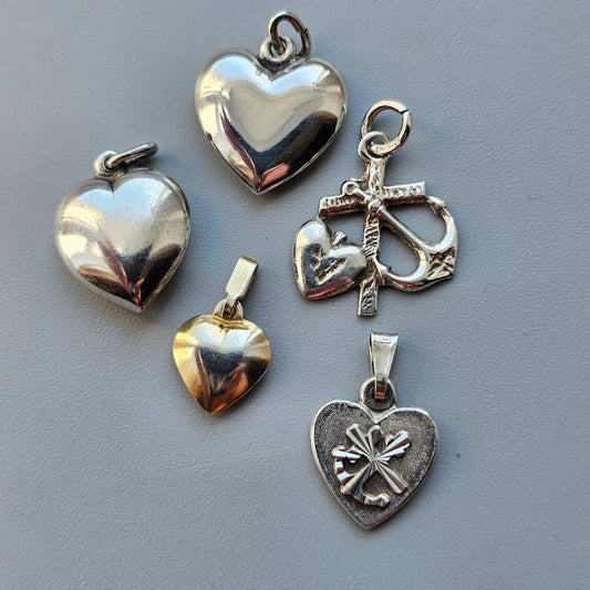 Vintage Finnish Silver Heart Necklace Pendant Choose Design