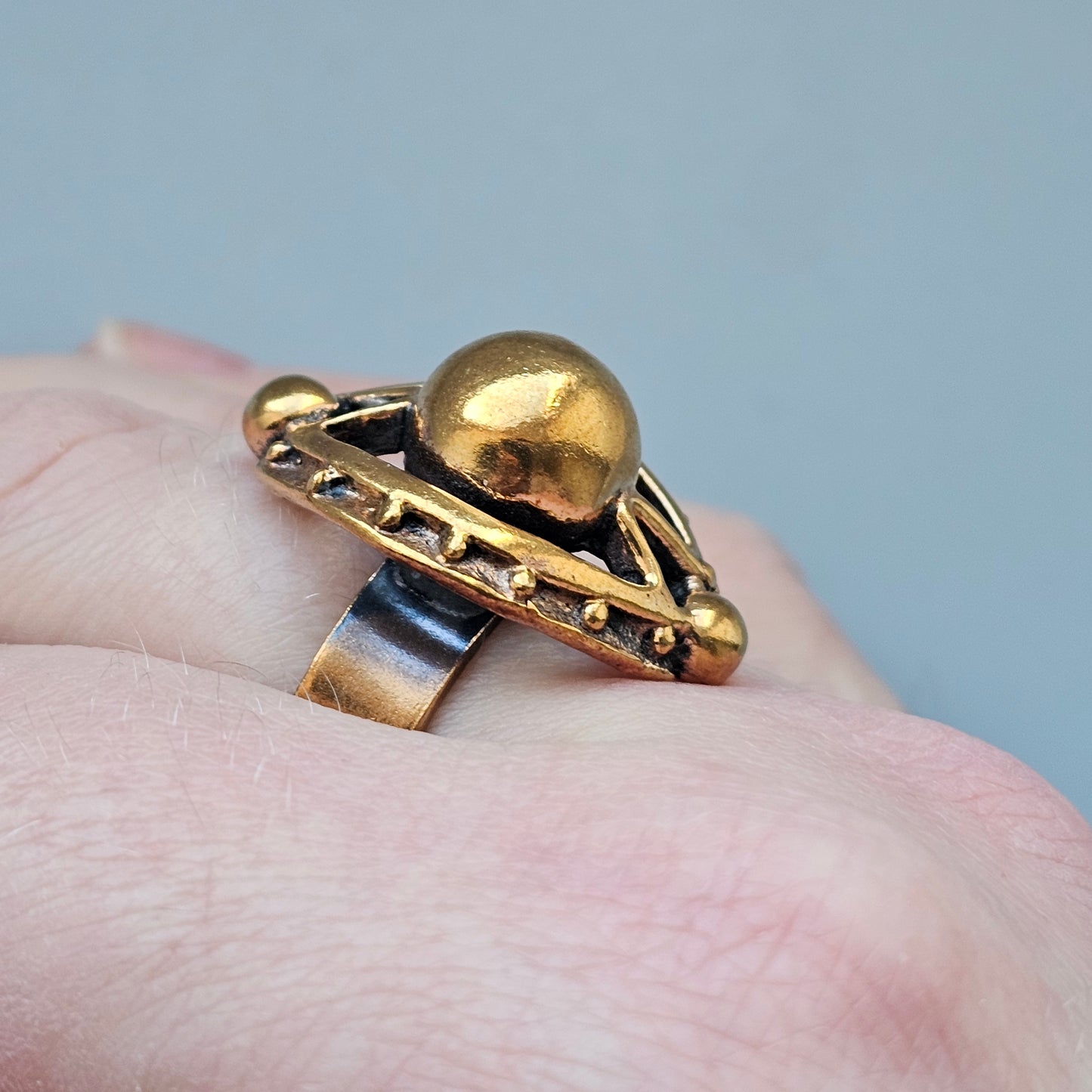 Vintage Finnish Modernist Bronze Ring by Valo-Koru Jorma Valo – 1960s Scandinavian Style Statement Jewelry
