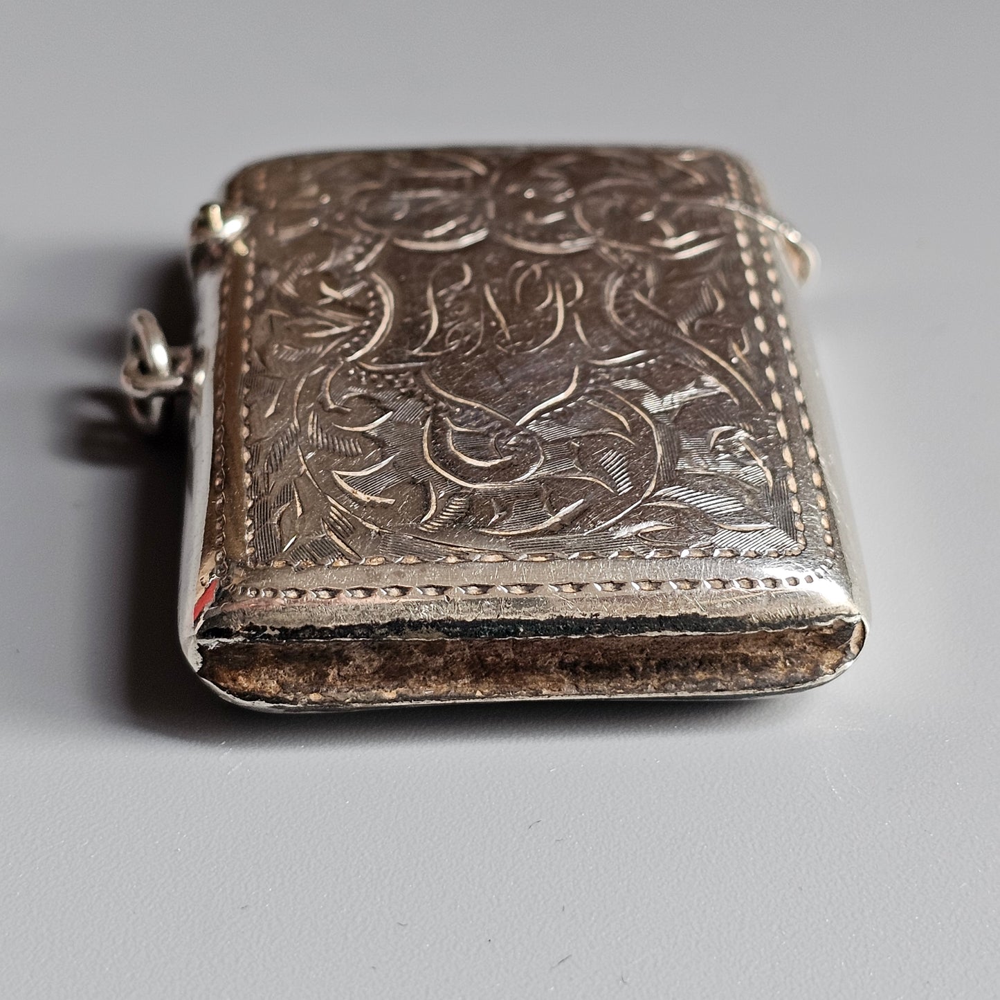 Vintage 1910s Sterling Silver Vesta Match Case | Engraved Floral Design British Hallmarked 1919