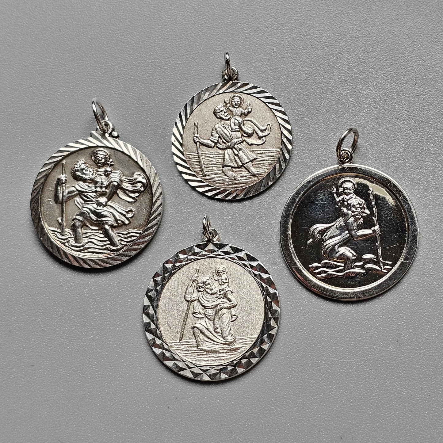 Vintage Silver Saint Christopher Necklace Pendants – Travel Protection Medals, Choice of Designs