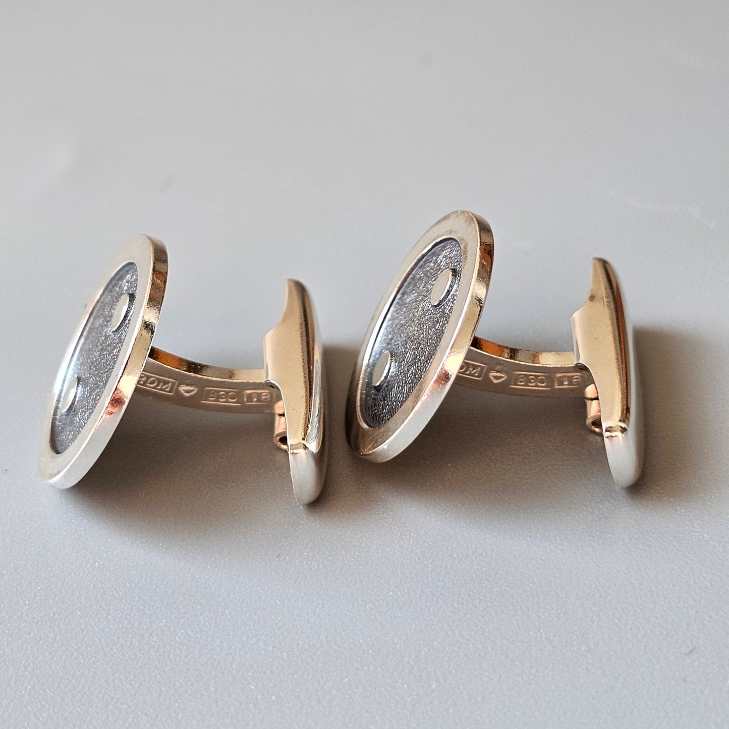 Vintage 1980s Finnish Silver Button Cufflinks by Rauno Oma Mättö 1986