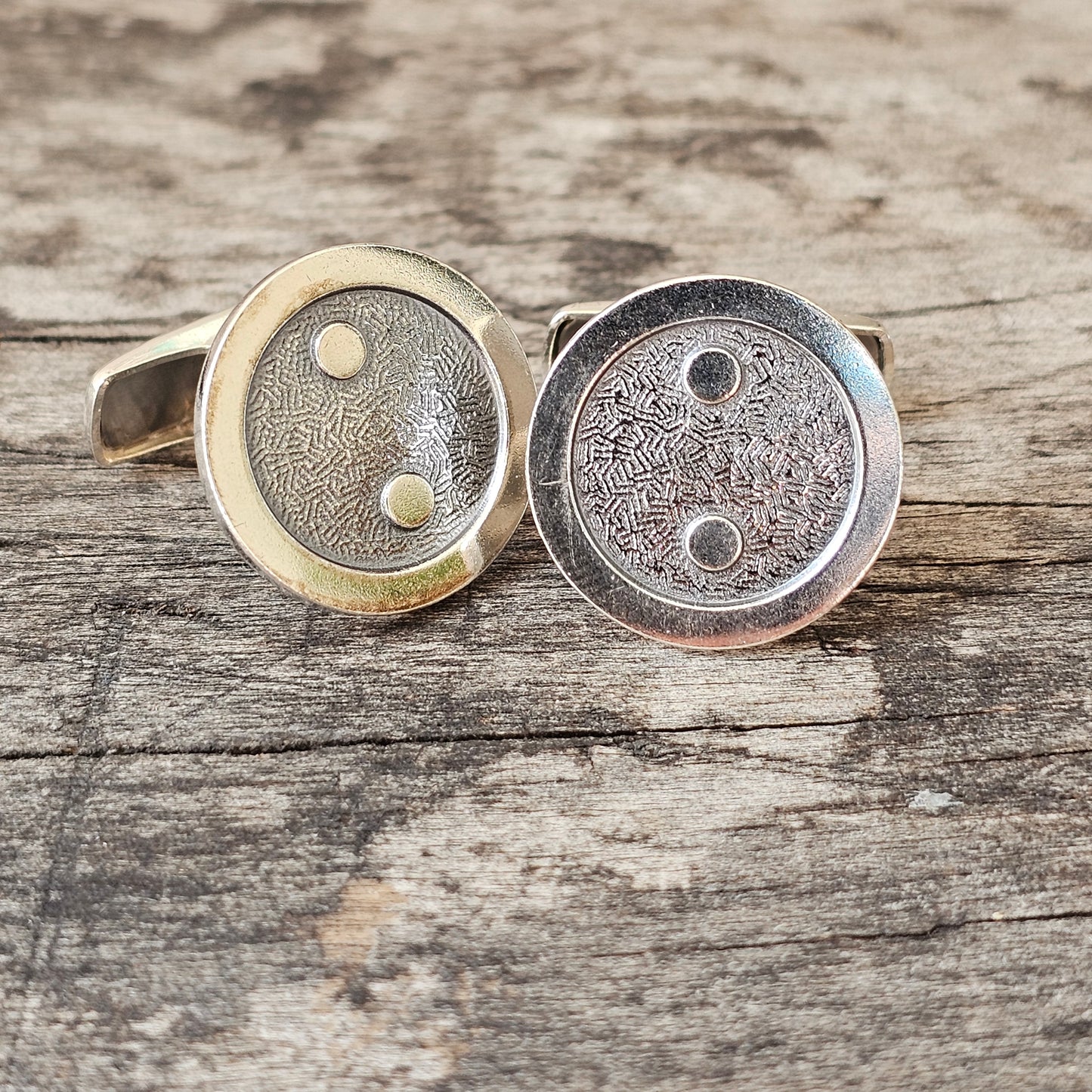 Vintage 1980s Finnish Silver Button Cufflinks by Rauno Oma Mättö 1986