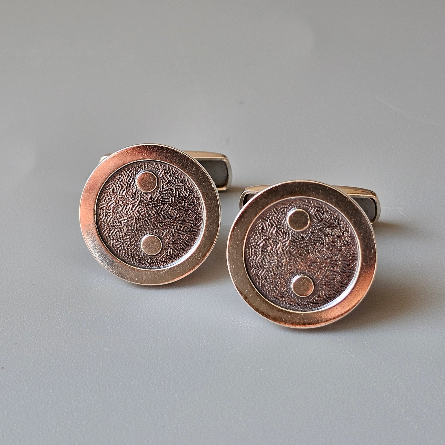 Vintage 1980s Finnish Silver Button Cufflinks by Rauno Oma Mättö 1986