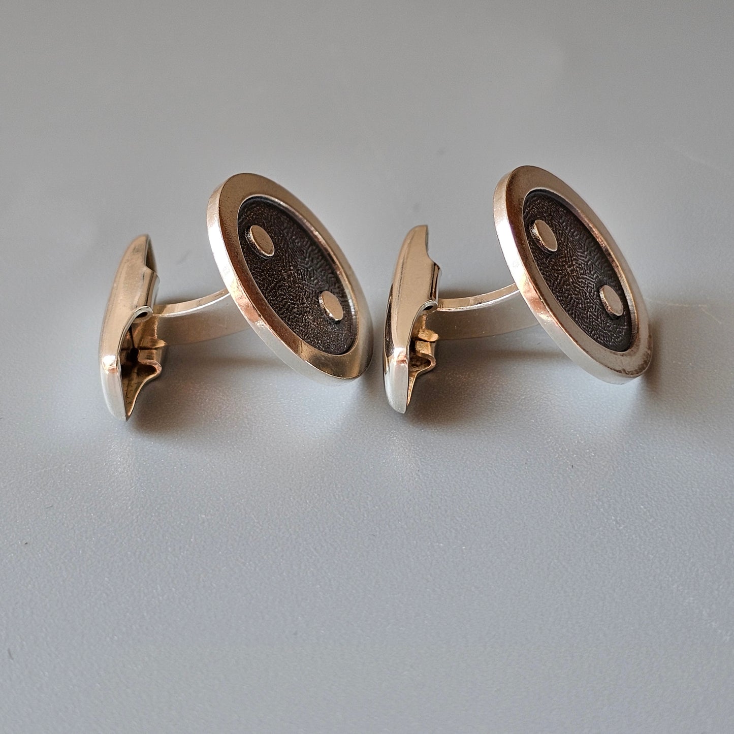Vintage 1980s Finnish Silver Button Cufflinks by Rauno Oma Mättö 1986