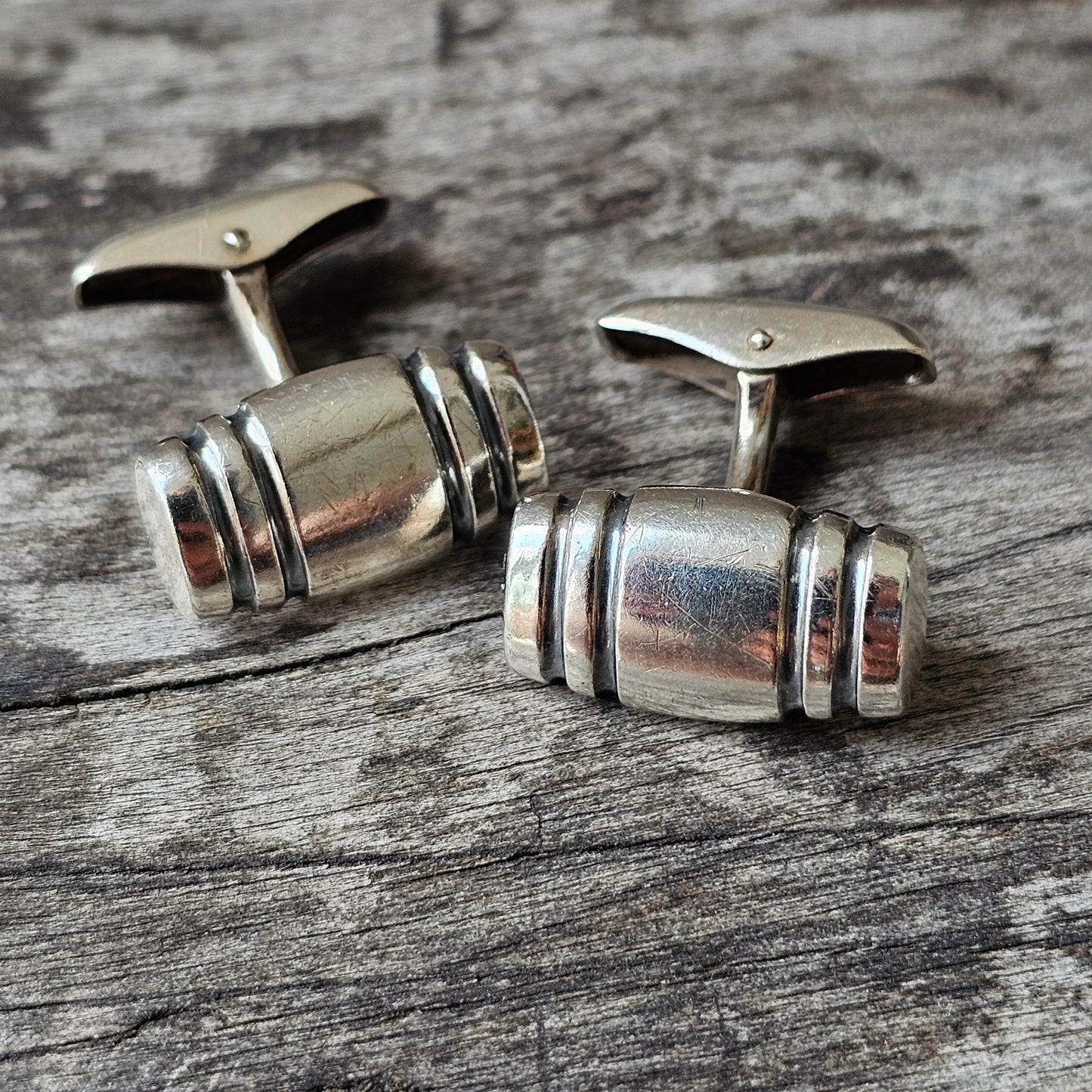 Vintage 1950s Finnish Modernist Silver Cufflinks by Elis Kauppi & Kupittaan Kulta 1959