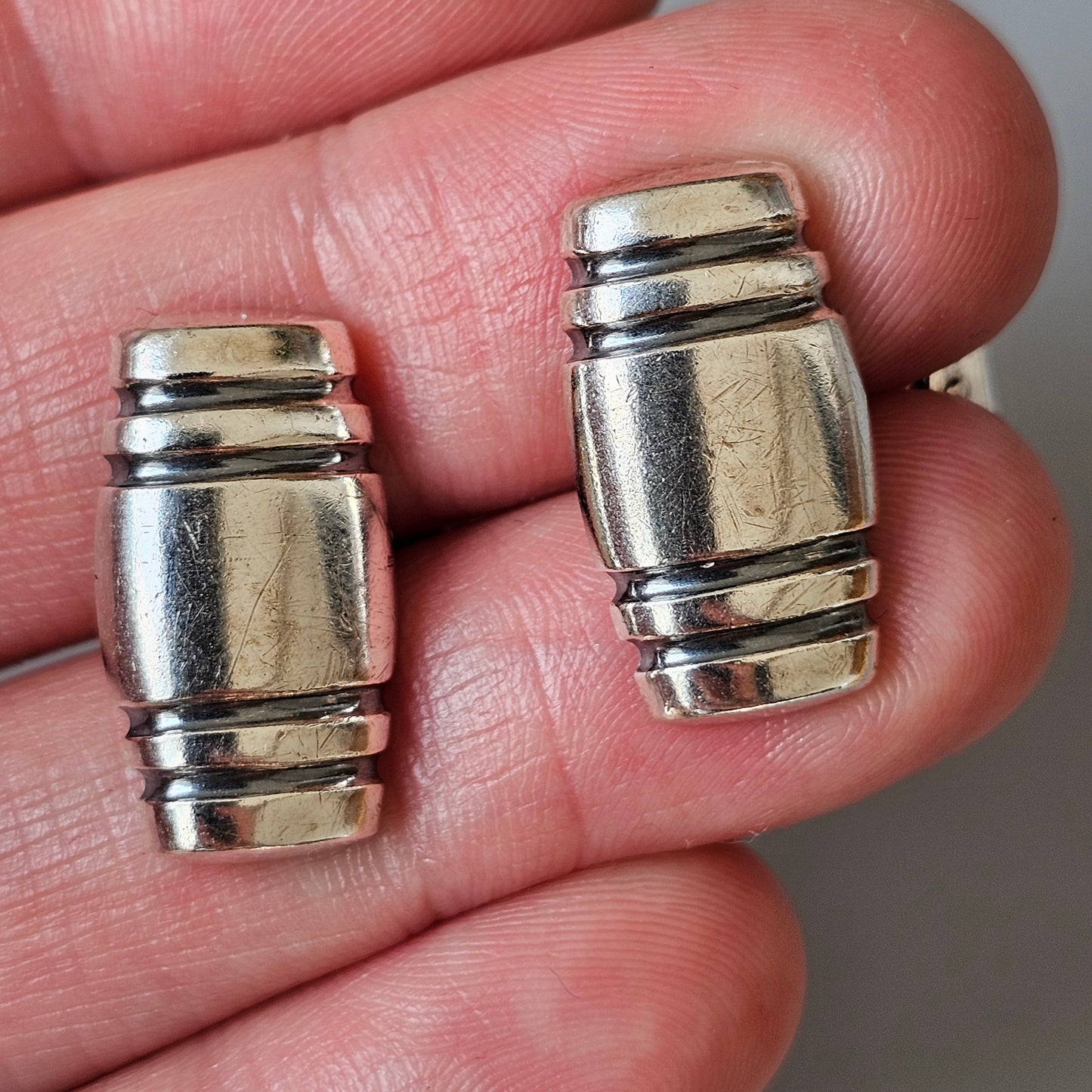 Vintage 1950s Finnish Modernist Silver Cufflinks by Elis Kauppi & Kupittaan Kulta 1959