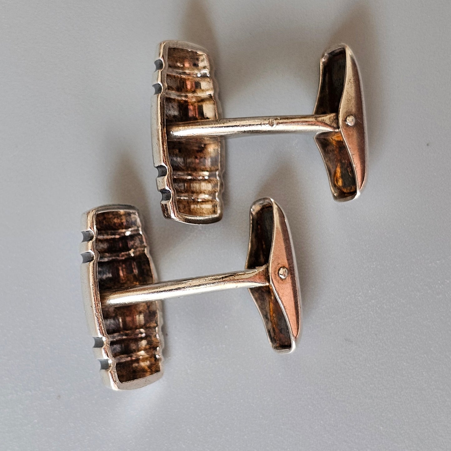 Vintage 1950s Finnish Modernist Silver Cufflinks by Elis Kauppi & Kupittaan Kulta 1959