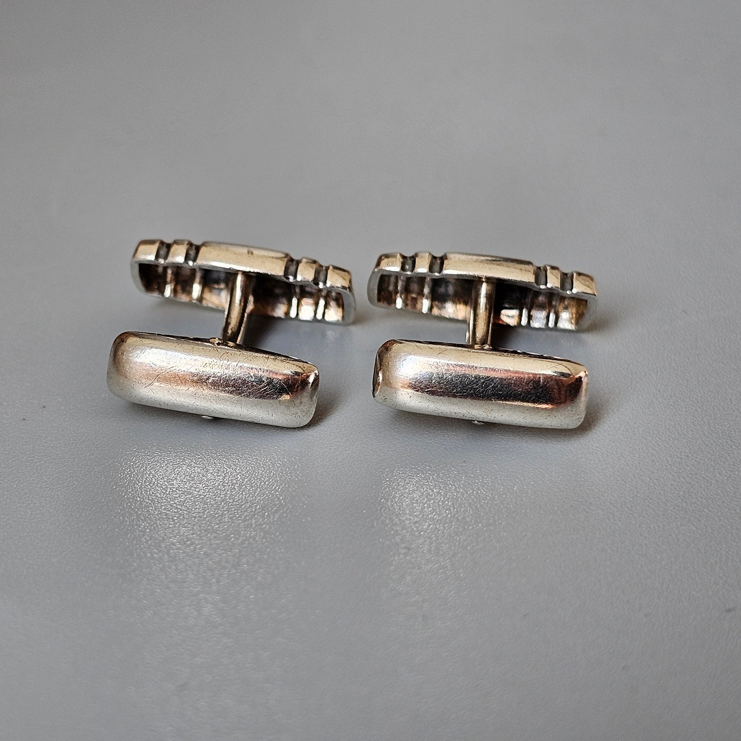 Vintage 1950s Finnish Modernist Silver Cufflinks by Elis Kauppi & Kupittaan Kulta 1959