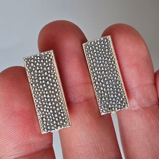 Vintage 1960s Mid-Century Modern Rectangle Finnish Silver Cufflinks by Lauri Alm