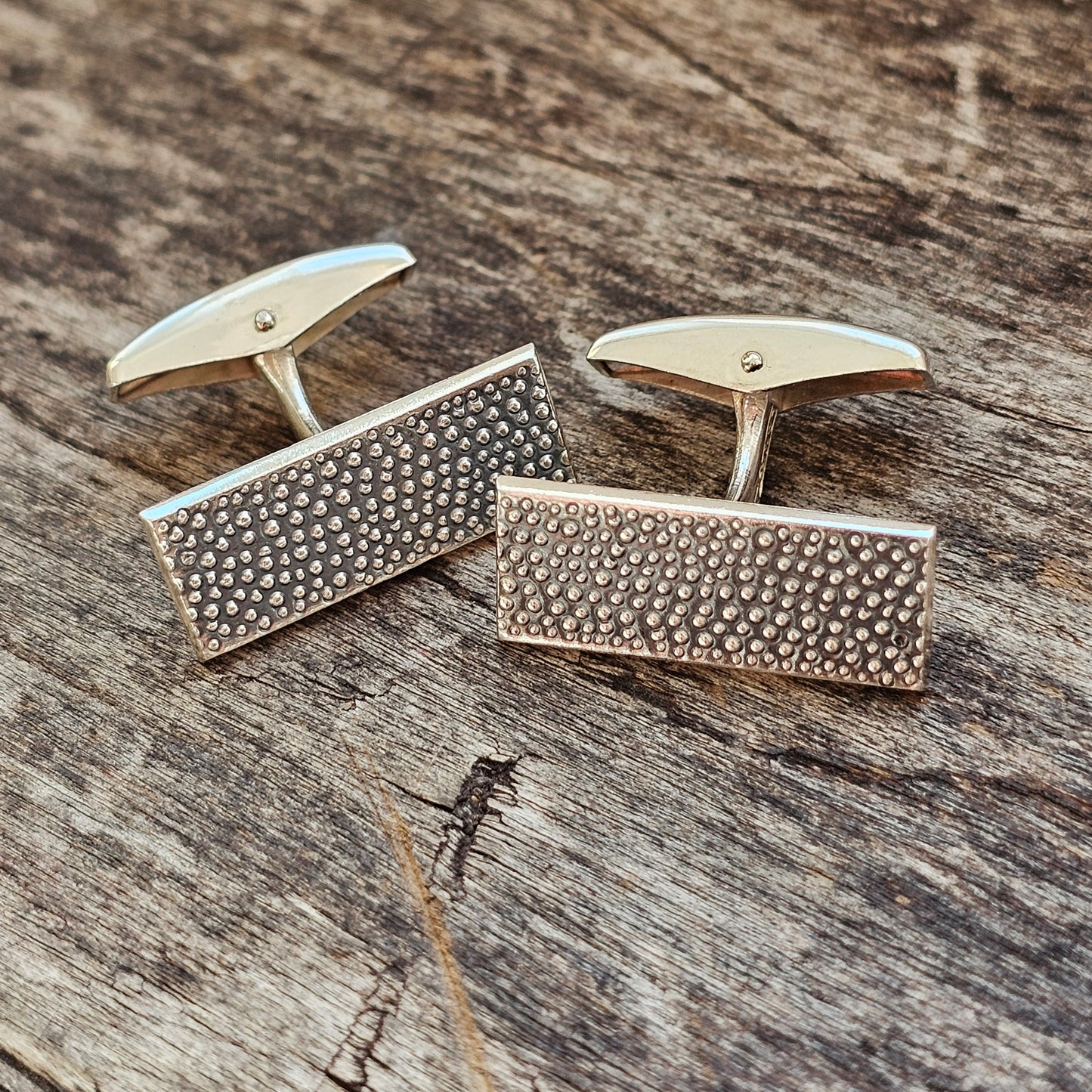 Vintage 1960s Mid-Century Modern Rectangle Finnish Silver Cufflinks by Lauri Alm