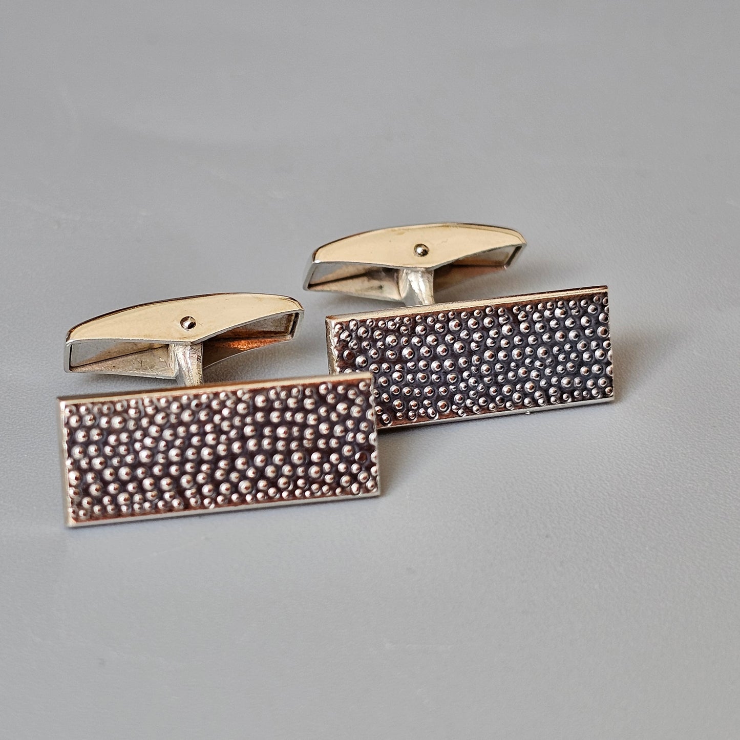 Vintage 1960s Mid-Century Modern Rectangle Finnish Silver Cufflinks by Lauri Alm