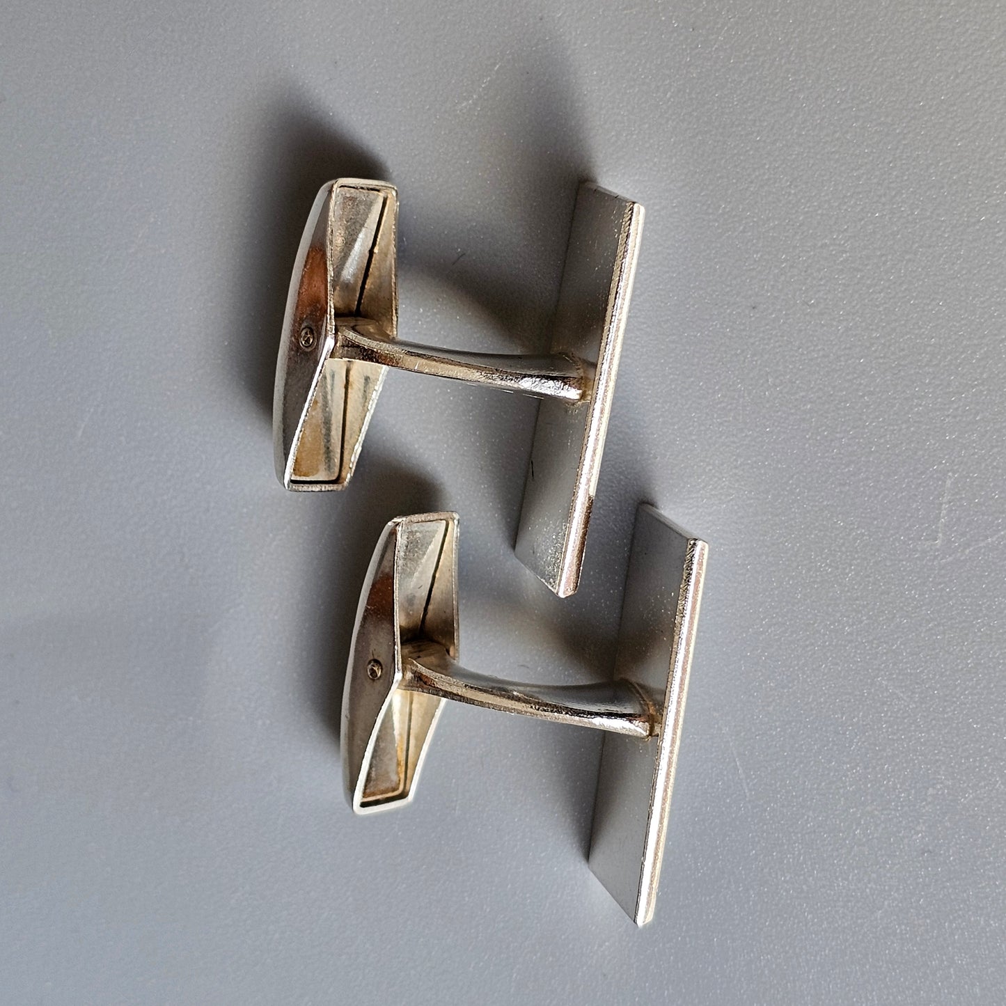 Vintage 1960s Mid-Century Modern Rectangle Finnish Silver Cufflinks by Lauri Alm