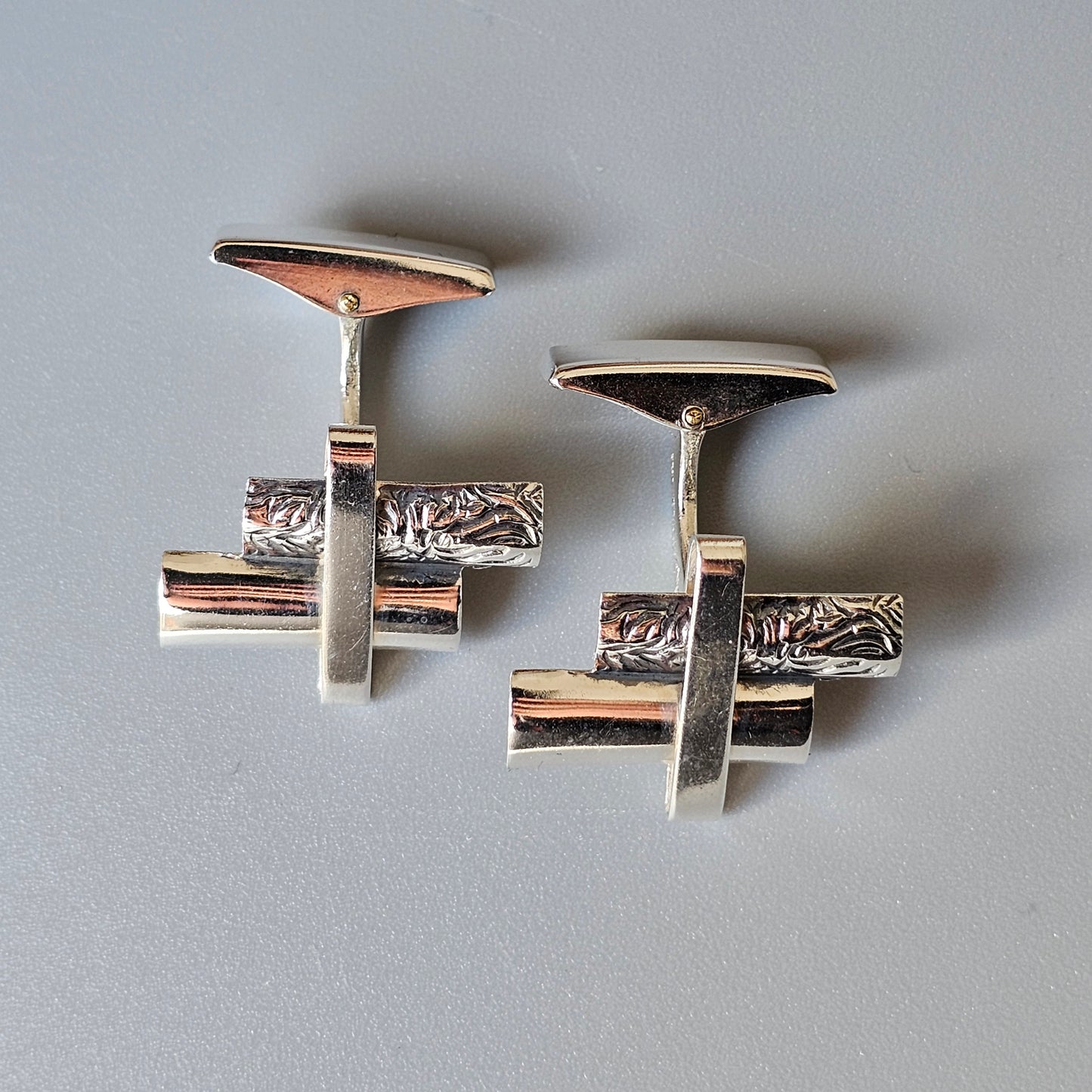 Vintage 1960s Modernist Silver Cufflinks by Finnish Kuopion Kultaseppä 1969