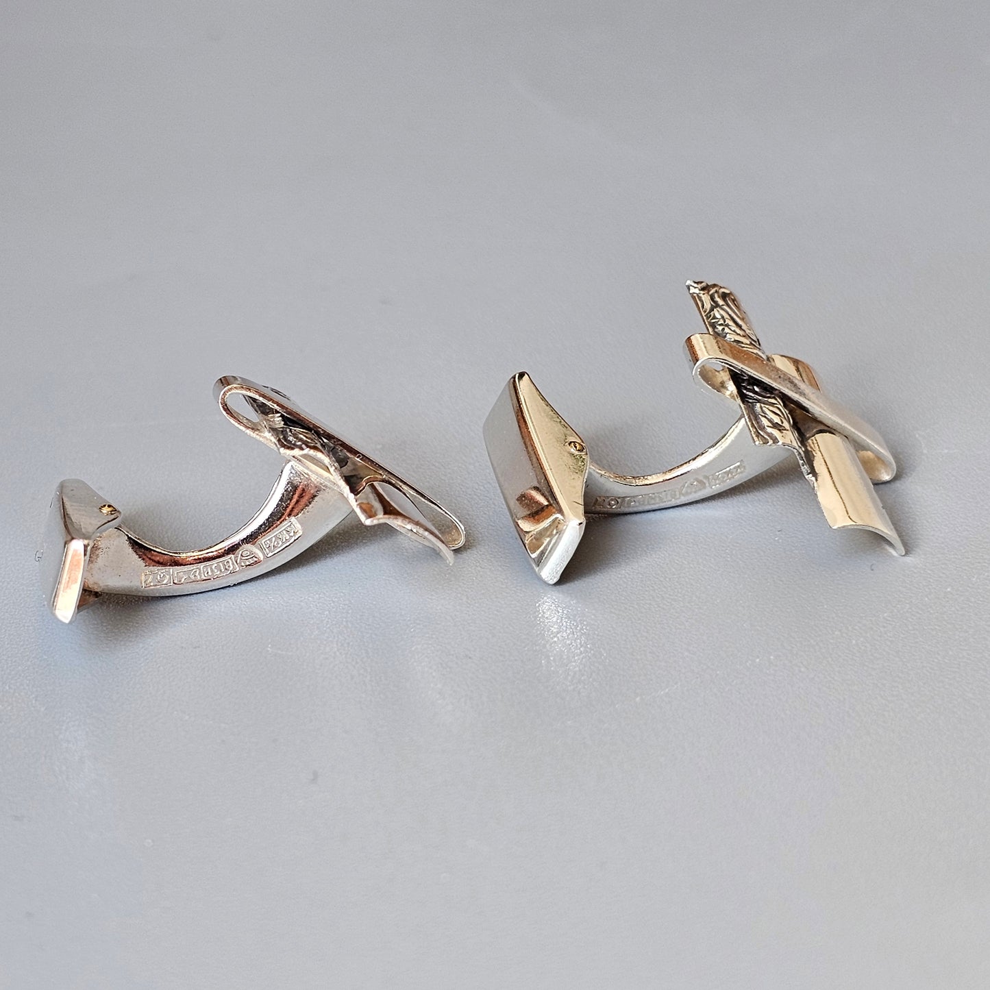Vintage 1960s Modernist Silver Cufflinks by Finnish Kuopion Kultaseppä 1969