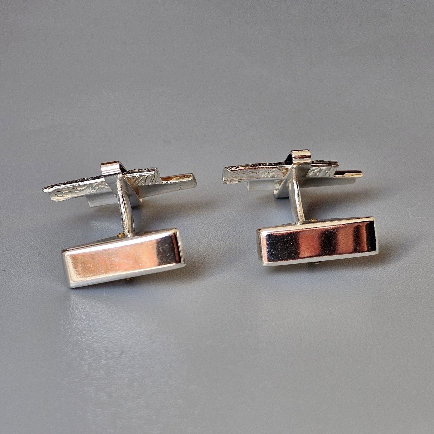 Vintage 1960s Modernist Silver Cufflinks by Finnish Kuopion Kultaseppä 1969