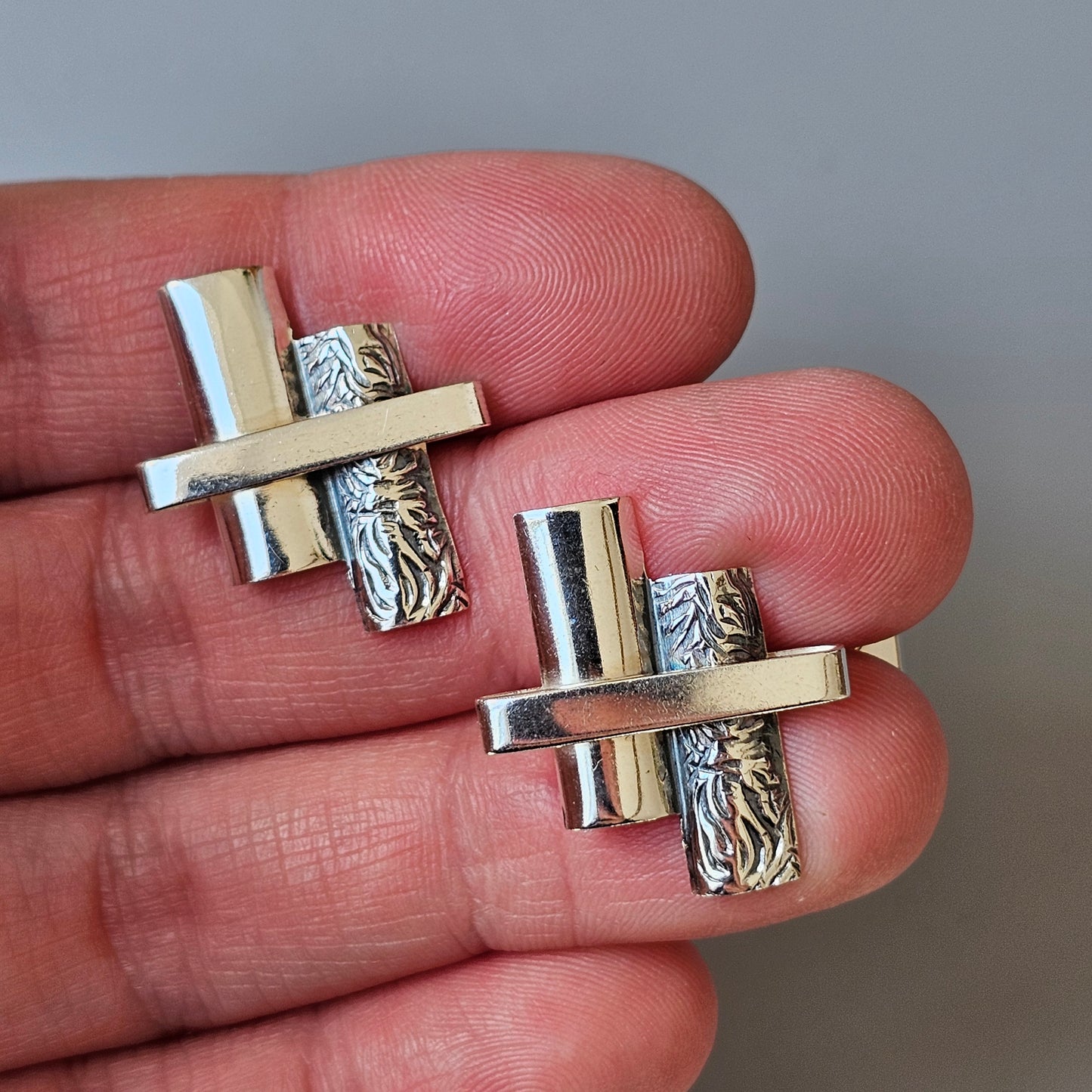 Vintage 1960s Modernist Silver Cufflinks by Finnish Kuopion Kultaseppä 1969