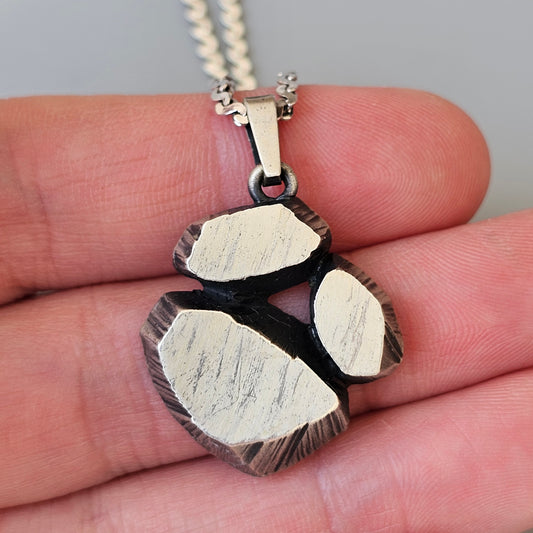 Vintage 1980s Silver Necklace Pendant by Karl Laine Finnfeelings Brutalist Style