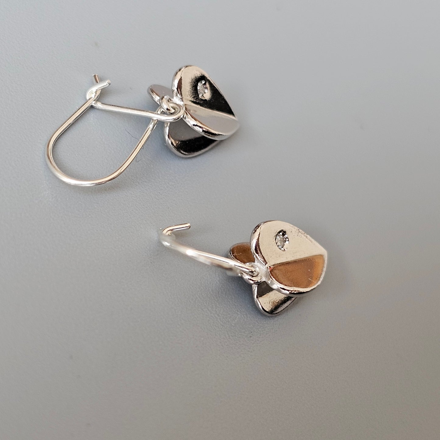 Upcycled Hot Diamond Sterling Silver Heart Drop Earrings