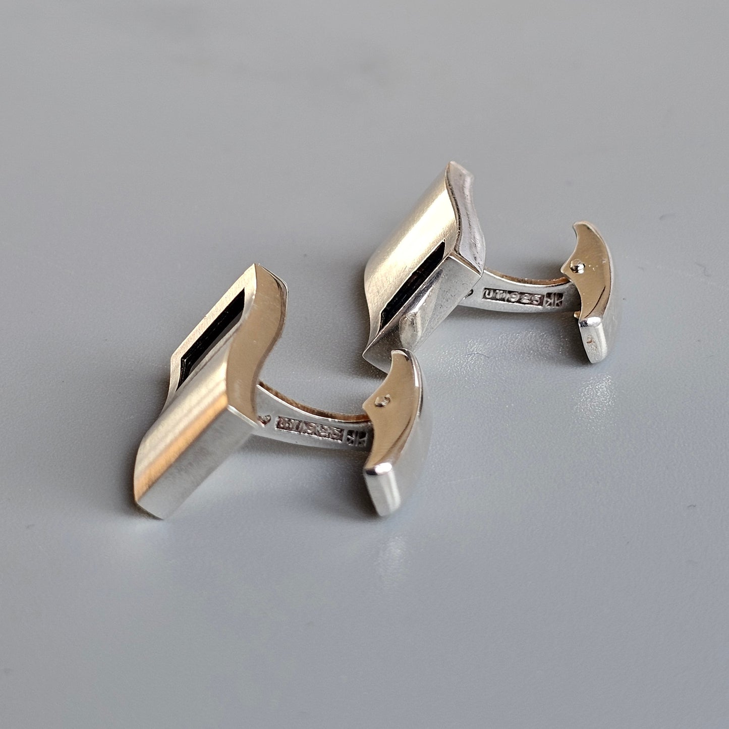 1990s Finnish Silver & Spectrolite Cufflinks by Kaunis Koru Unto Olavi Tarkkanen