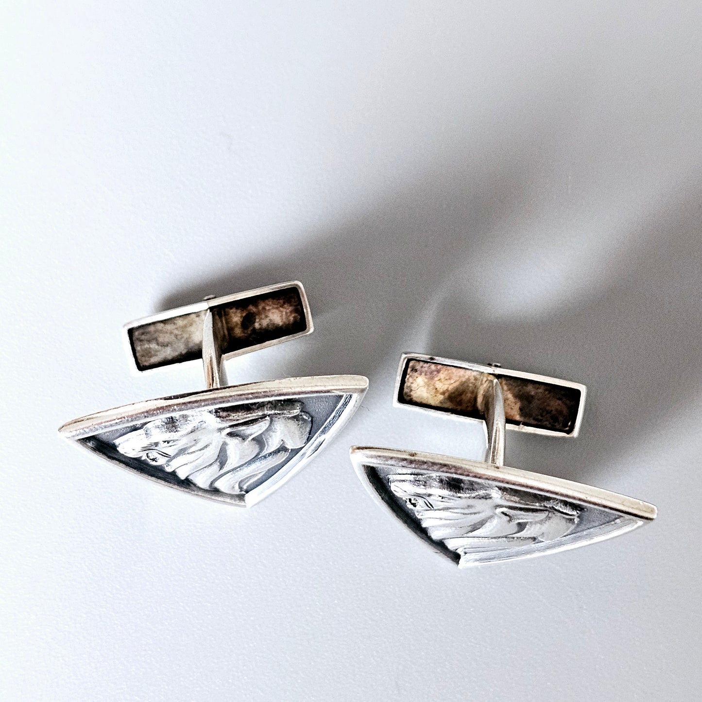 Vintage 1960s Mid-Century Modern Finnish Silver Lion Cufflinks by Railo K. Säde 1965