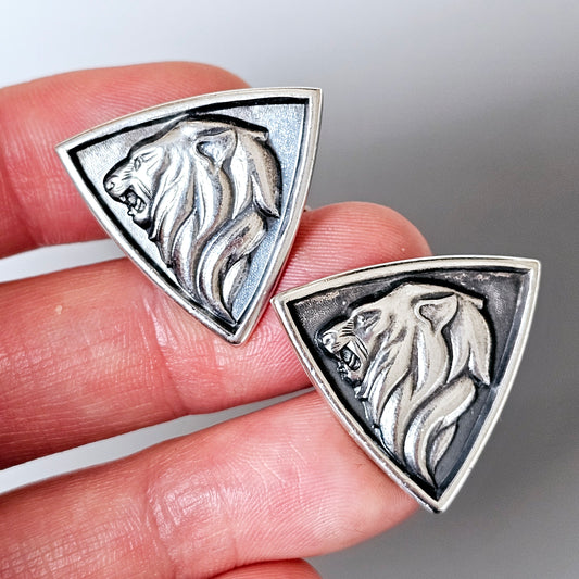 Vintage 1960s Mid-Century Modern Finnish Silver Lion Cufflinks by Railo K. Säde 1965