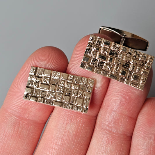 Finnish Modernist Goldwashed 830 Silver Cufflinks by Ilves Kulta 1974