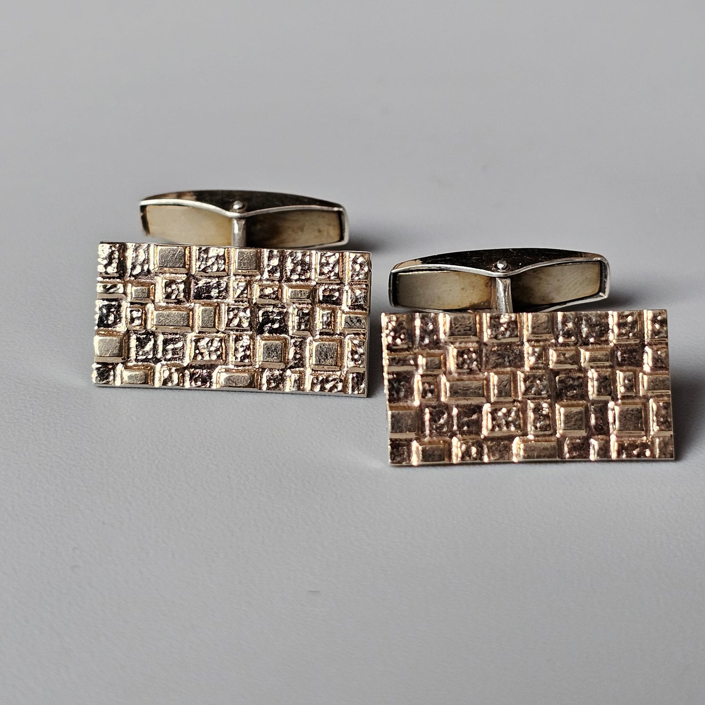 Finnish Modernist Goldwashed 830 Silver Cufflinks by Ilves Kulta 1974