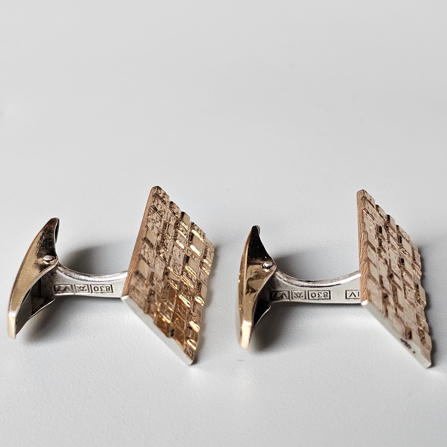 Finnish Modernist Goldwashed 830 Silver Cufflinks by Ilves Kulta 1974
