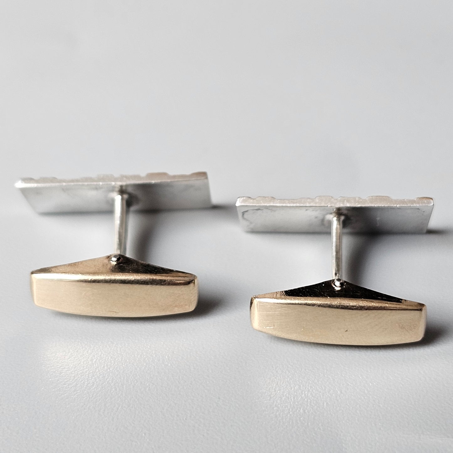 Finnish Modernist Goldwashed 830 Silver Cufflinks by Ilves Kulta 1974
