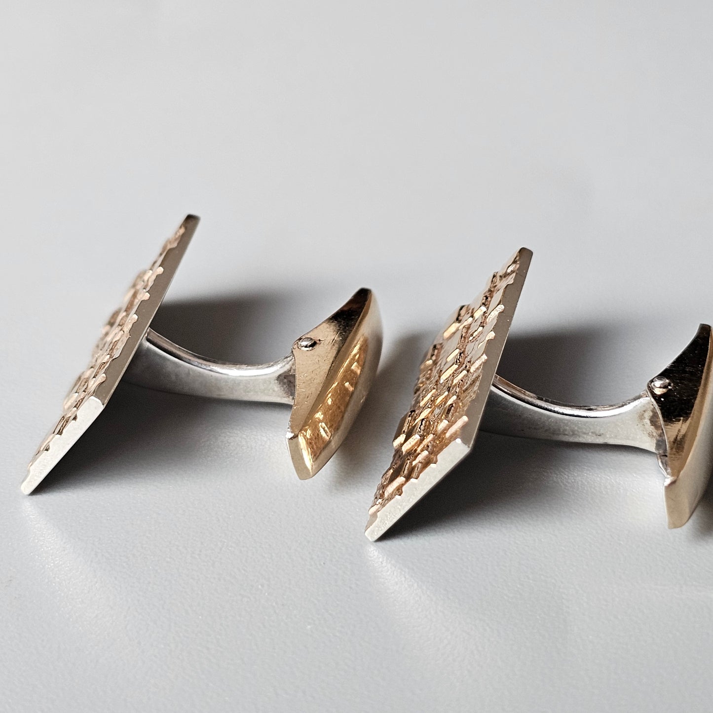 Finnish Modernist Goldwashed 830 Silver Cufflinks by Ilves Kulta 1974