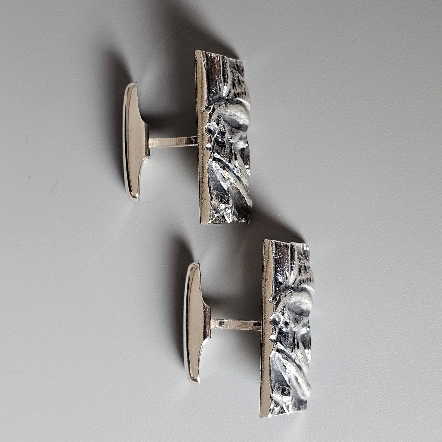 Vintage 1970s Finnish Silver Brutalist Cufflinks by Rauno Oma Mättö 1977