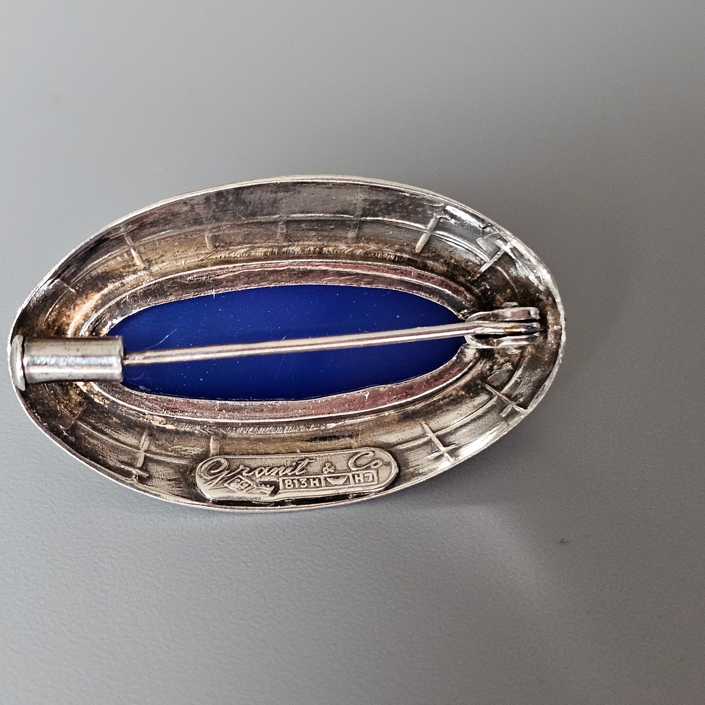 1960s Finnish Modernist Era Silver & Blue Chalcedony Eye Brooch By Erik Granit & Co 1961