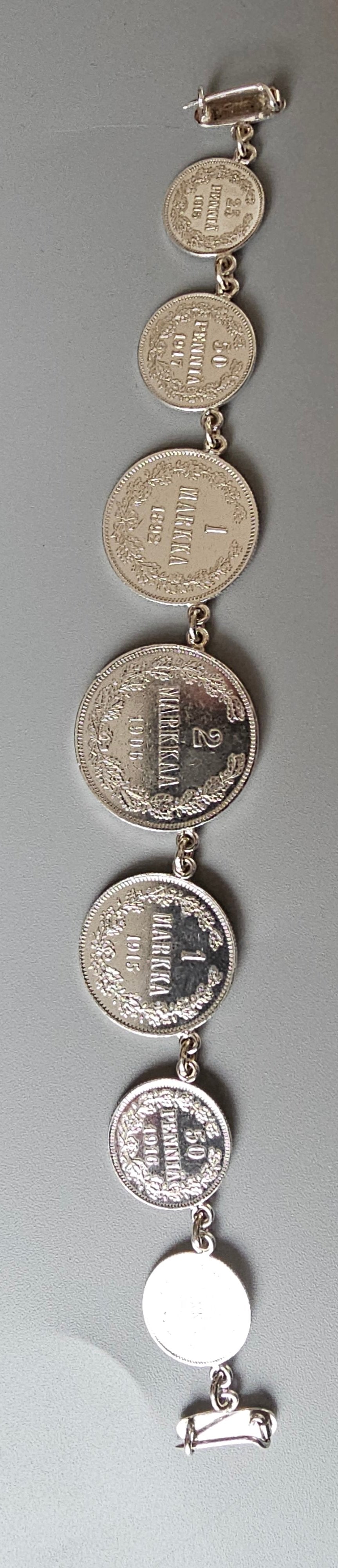 Antique Finnish Silver Coin Stomacher Bodice Brooch 1890s to 1910s