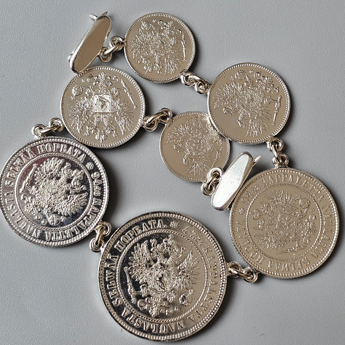 Antique Finnish Silver Coin Bodice Brooch Traditional Folk Jewellery