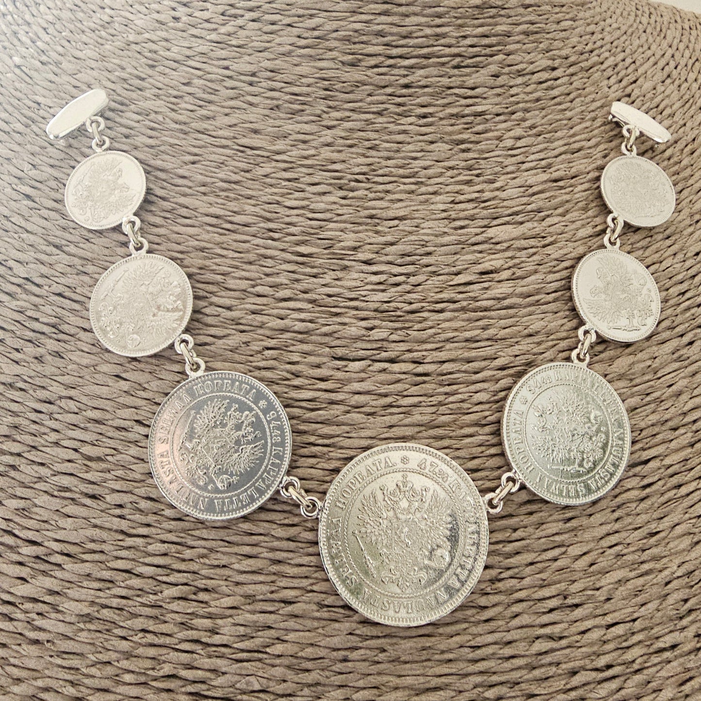 Antique Finnish Silver Coin Stomacher Bodice Brooch 1890s to 1910s
