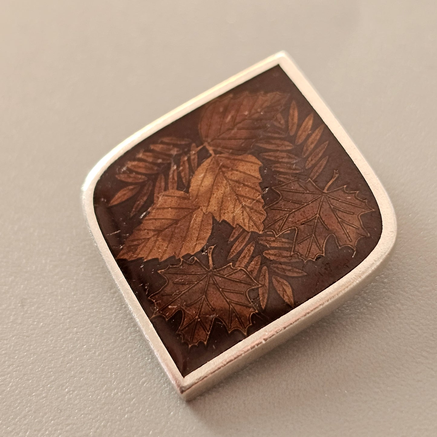 Contemporary Finnish Sterling Silver & Enamel Necklace Pendant Autumn 2009