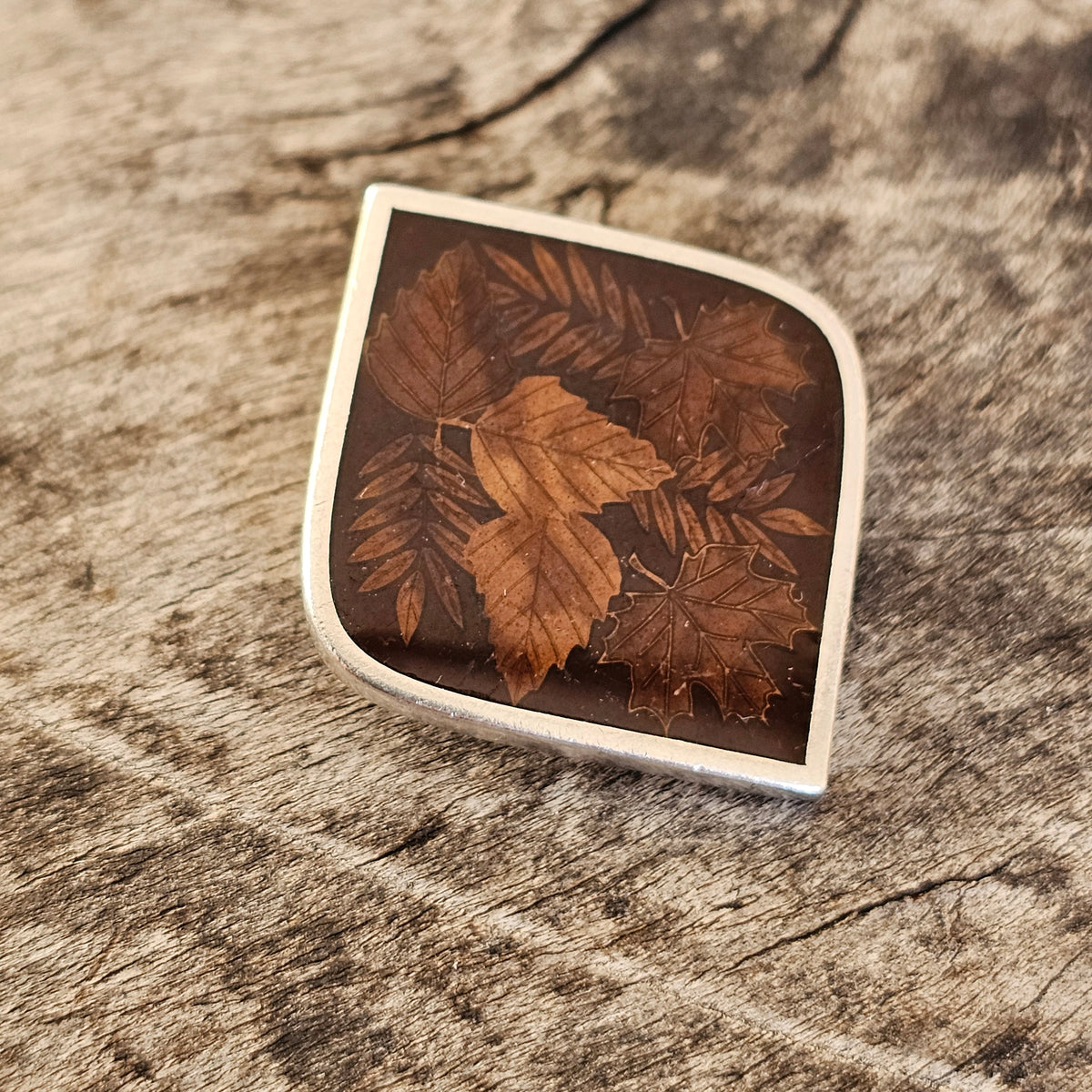 Contemporary Finnish Sterling Silver & Enamel Necklace Pendant Autumn 2009