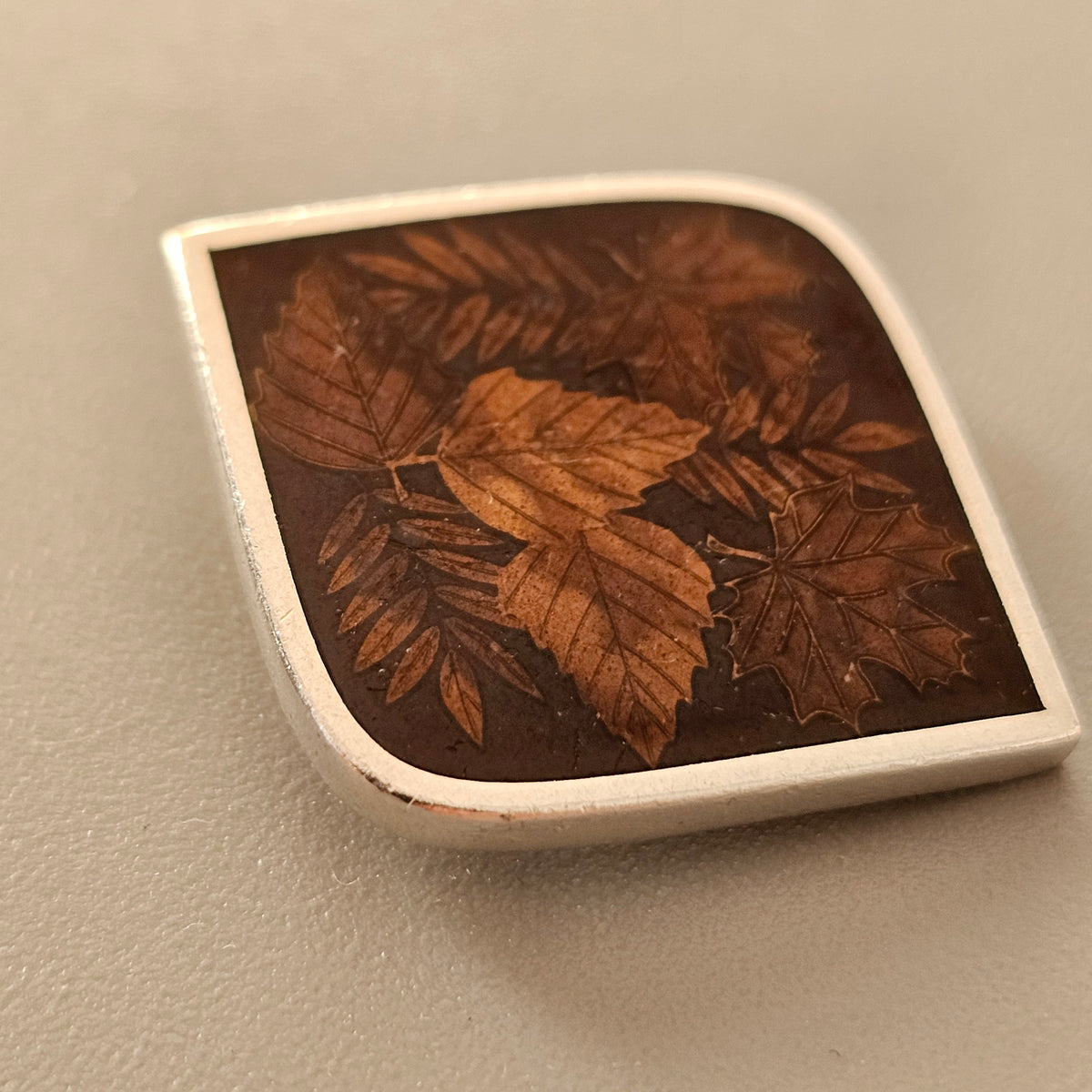Contemporary Finnish Sterling Silver & Enamel Necklace Pendant Autumn 2009