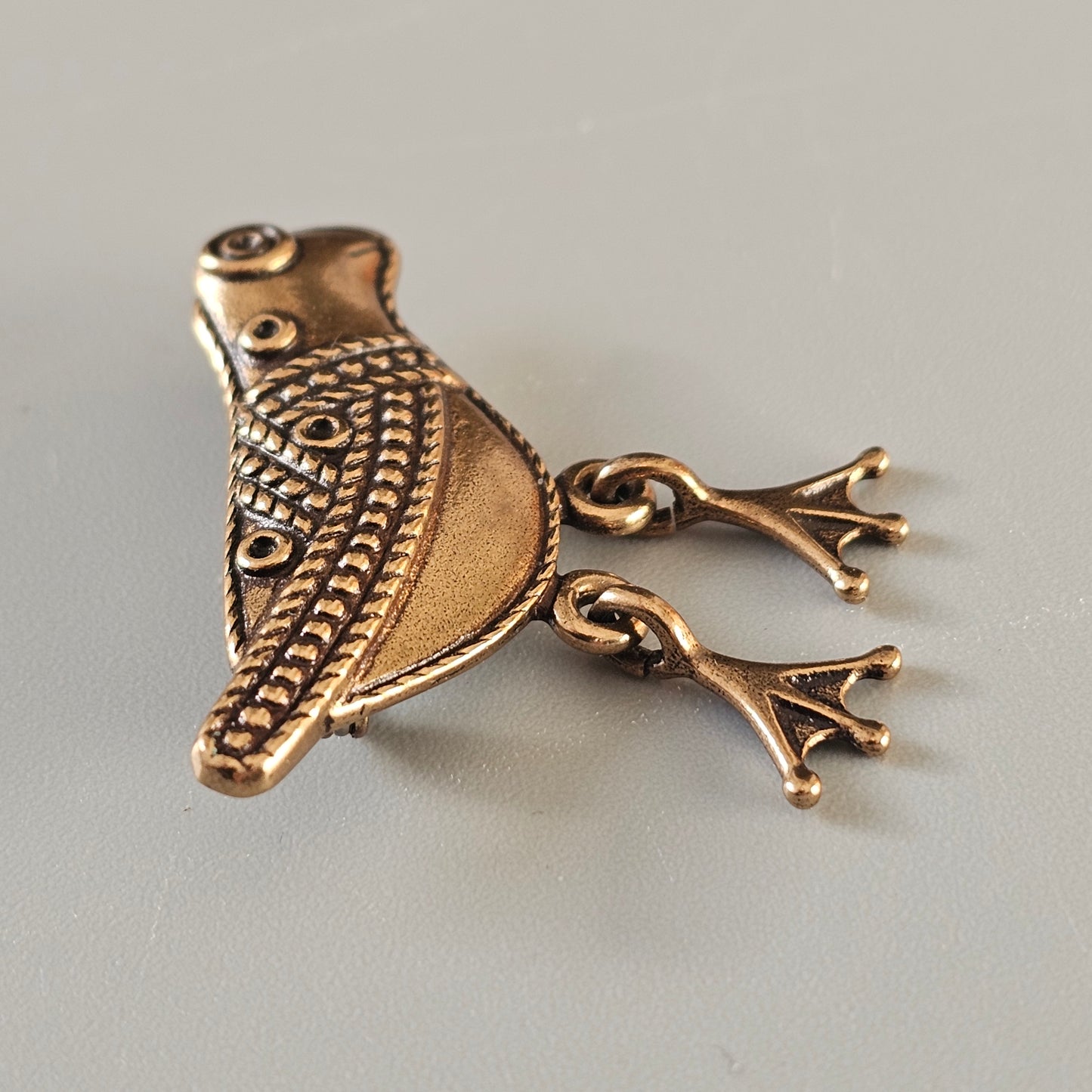 Small Kalevala Koru Bronze Brooch Bird of Hattula Finland Vintage 11th Century Middle Ages Style