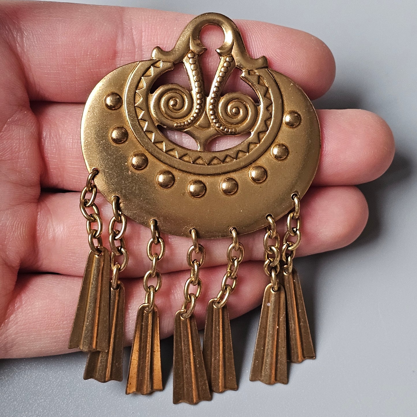 Large Kalevala Koru Moon Goddess Bronze Brooch by Germund Paaer Vintage Kuutar