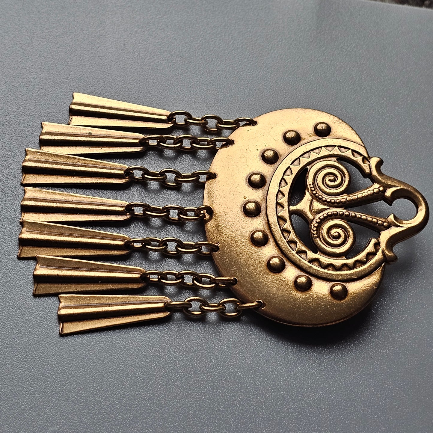 Large Kalevala Koru Moon Goddess Bronze Brooch by Germund Paaer Vintage Kuutar