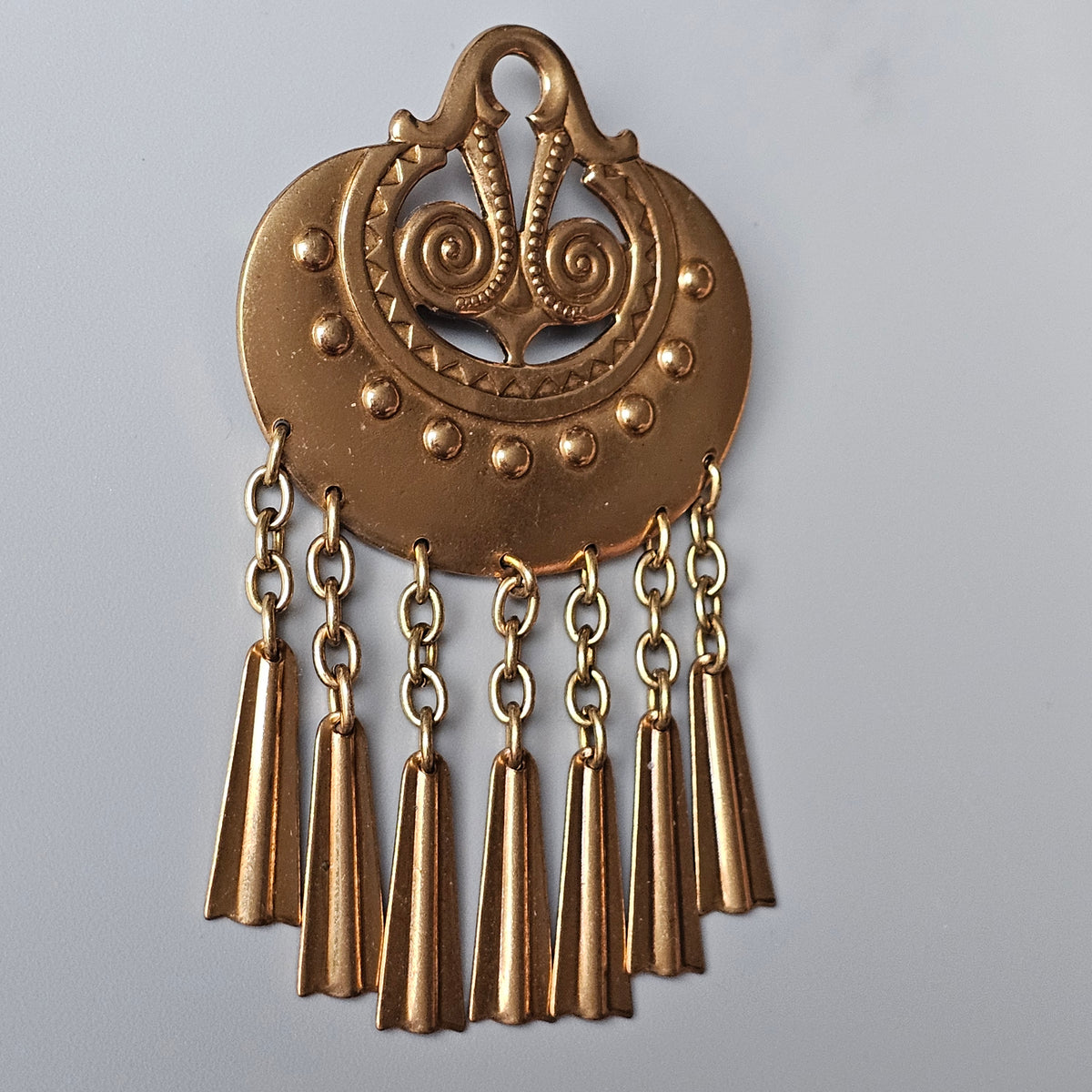 Large Kalevala Koru Moon Goddess Bronze Brooch by Germund Paaer Vintage Kuutar