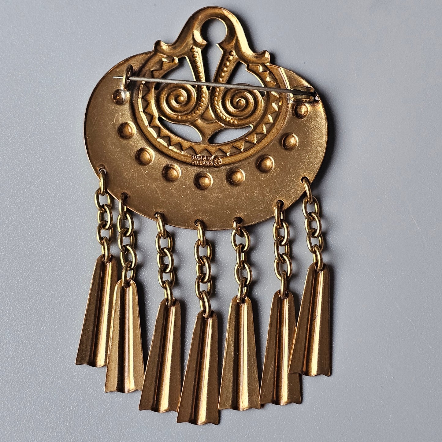 Large Kalevala Koru Moon Goddess Bronze Brooch by Germund Paaer Vintage Kuutar