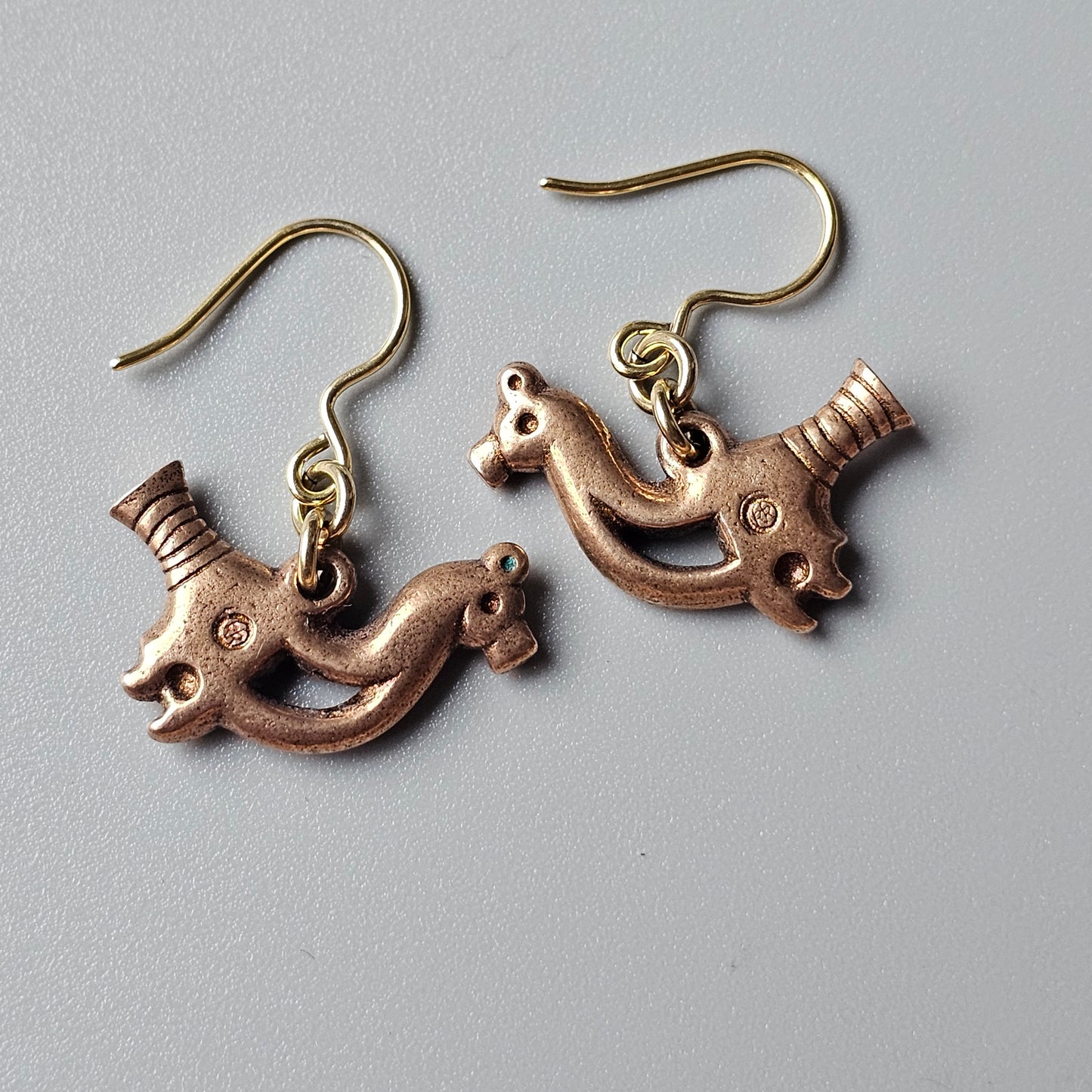 Kalevala Koru Lintunen Bird Viking Style Bronze Earrings