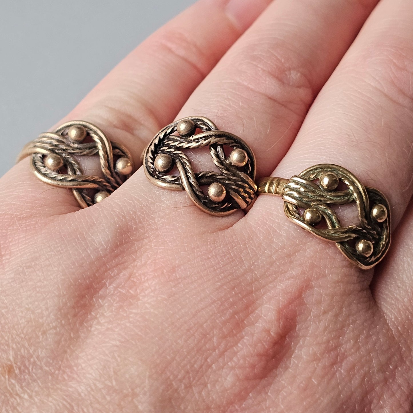Kalevala Koru Vintage Finnish Middle Ages Viking Style Teljanneito Bronze Ring